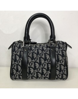 CHRISTIAN DIOR Black Trotter Canvas Mini Boston Bag 20 – SHW
