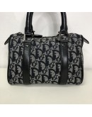 CHRISTIAN DIOR Black Trotter Canvas Mini Boston Bag 20 – SHW