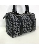CHRISTIAN DIOR Black Trotter Canvas Mini Boston Bag 20 – SHW