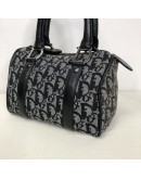 CHRISTIAN DIOR Black Trotter Canvas Mini Boston Bag 20 – SHW