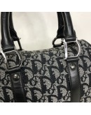 CHRISTIAN DIOR Black Trotter Canvas Mini Boston Bag 20 – SHW