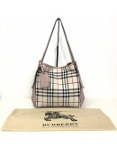 BURBERRY Canterbury House Check Shoulder Tote Bag in Pink/Beige