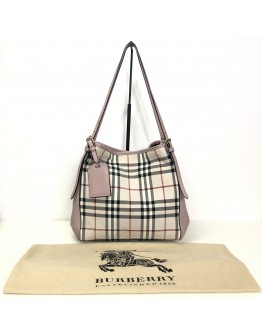 BURBERRY Canterbury House Check Shoulder Tote Bag in Pink/Beige