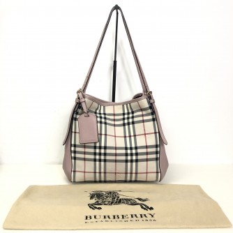 BURBERRY Canterbury House Check Shoulder Tote Bag in Pink/Beige