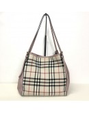 BURBERRY Canterbury House Check Shoulder Tote Bag in Pink/Beige