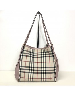 BURBERRY Canterbury House Check Shoulder Tote Bag in Pink/Beige