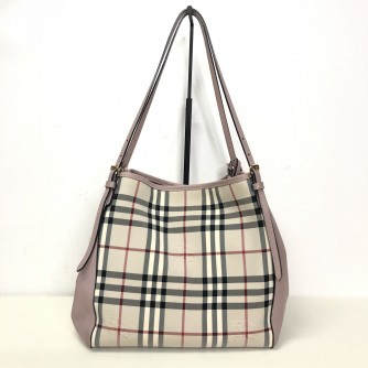 BURBERRY Canterbury House Check Shoulder Tote Bag in Pink/Beige