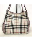 BURBERRY Canterbury House Check Shoulder Tote Bag in Pink/Beige