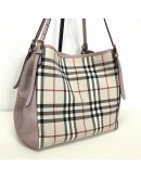 BURBERRY Canterbury House Check Shoulder Tote Bag in Pink/Beige