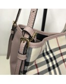 BURBERRY Canterbury House Check Shoulder Tote Bag in Pink/Beige