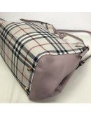 BURBERRY Canterbury House Check Shoulder Tote Bag in Pink/Beige
