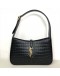 YVES SAINT LAURENT LE 5 A 7 Hobo in Black Crocodile Embossed Shiny Leather – GHW