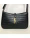 YVES SAINT LAURENT LE 5 A 7 Hobo in Black Crocodile Embossed Shiny Leather – GHW