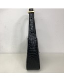 YVES SAINT LAURENT LE 5 A 7 Hobo in Black Crocodile Embossed Shiny Leather – GHW