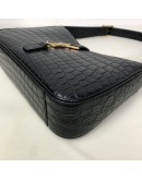 YVES SAINT LAURENT LE 5 A 7 Hobo in Black Crocodile Embossed Shiny Leather – GHW