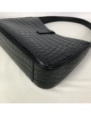 YVES SAINT LAURENT LE 5 A 7 Hobo in Black Crocodile Embossed Shiny Leather – GHW