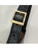 YVES SAINT LAURENT LE 5 A 7 Hobo in Black Crocodile Embossed Shiny Leather – GHW