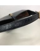 YVES SAINT LAURENT LE 5 A 7 Hobo in Black Crocodile Embossed Shiny Leather – GHW