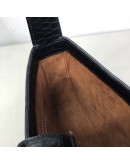YVES SAINT LAURENT LE 5 A 7 Hobo in Black Crocodile Embossed Shiny Leather – GHW