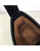 YVES SAINT LAURENT LE 5 A 7 Hobo in Black Crocodile Embossed Shiny Leather – GHW