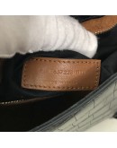 YVES SAINT LAURENT LE 5 A 7 Hobo in Black Crocodile Embossed Shiny Leather – GHW