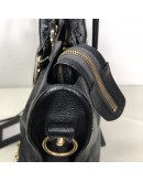 BALENCIAGA Medium Classic City Handbag with Shoulder Strap in Black Arena Lambskin – GHW (Recoloured)