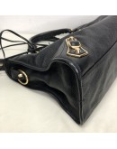 BALENCIAGA Medium Classic City Handbag with Shoulder Strap in Black Arena Lambskin – GHW (Recoloured)