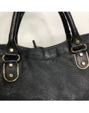 BALENCIAGA Medium Classic City Handbag with Shoulder Strap in Black Arena Lambskin – GHW (Recoloured)