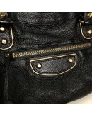 BALENCIAGA Medium Classic City Handbag with Shoulder Strap in Black Arena Lambskin – GHW (Recoloured)