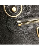 BALENCIAGA Medium Classic City Handbag with Shoulder Strap in Black Arena Lambskin – GHW (Recoloured)