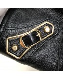 BALENCIAGA Medium Classic City Handbag with Shoulder Strap in Black Arena Lambskin – GHW (Recoloured)