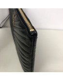YVES SAINT LAURENT Monogram Chevron Quilted Clutch in Black Calfskin – GHW
