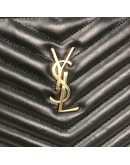 YVES SAINT LAURENT Monogram Chevron Quilted Clutch in Black Calfskin – GHW