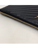 YVES SAINT LAURENT Monogram Chevron Quilted Clutch in Black Calfskin – GHW