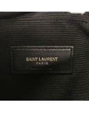 YVES SAINT LAURENT Monogram Chevron Quilted Clutch in Black Calfskin – GHW