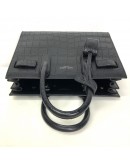YVES SAINT LAURENT Sac De Jour Handbag with Shoulder Strap in Black Crocodile Embossed Leather – SHW