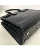 YVES SAINT LAURENT Sac De Jour Handbag with Shoulder Strap in Black Crocodile Embossed Leather – SHW
