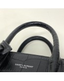 YVES SAINT LAURENT Sac De Jour Handbag with Shoulder Strap in Black Crocodile Embossed Leather – SHW