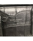 YVES SAINT LAURENT Sac De Jour Handbag with Shoulder Strap in Black Crocodile Embossed Leather – SHW