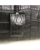 YVES SAINT LAURENT Sac De Jour Handbag with Shoulder Strap in Black Crocodile Embossed Leather – SHW