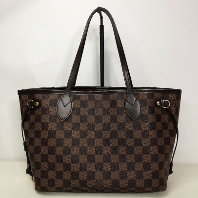 LOUIS VUITTON Damier Ebene Neverfull PM Tote Bag in Red Inner Lining – GHW (Year 2011)