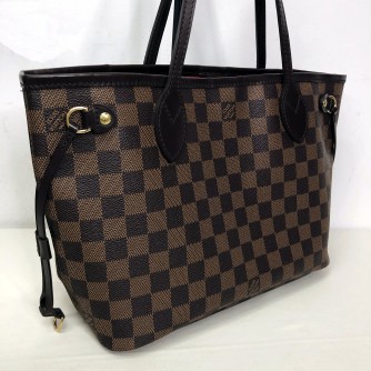 LOUIS VUITTON Damier Ebene Neverfull PM Tote Bag in Red Inner Lining – GHW (Year 2011)