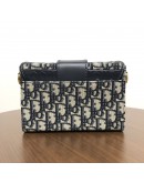 CHRISTIAN DIOR 30 Montaigne Box Bag in Blue Oblique Jacquard with Shoulder Strap