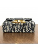 CHRISTIAN DIOR 30 Montaigne Box Bag in Blue Oblique Jacquard with Shoulder Strap