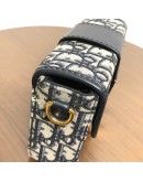 CHRISTIAN DIOR 30 Montaigne Box Bag in Blue Oblique Jacquard with Shoulder Strap