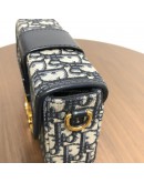 CHRISTIAN DIOR 30 Montaigne Box Bag in Blue Oblique Jacquard with Shoulder Strap