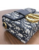 CHRISTIAN DIOR 30 Montaigne Box Bag in Blue Oblique Jacquard with Shoulder Strap