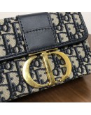 CHRISTIAN DIOR 30 Montaigne Box Bag in Blue Oblique Jacquard with Shoulder Strap