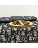 CHRISTIAN DIOR 30 Montaigne Box Bag in Blue Oblique Jacquard with Shoulder Strap