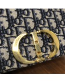 CHRISTIAN DIOR 30 Montaigne Box Bag in Blue Oblique Jacquard with Shoulder Strap